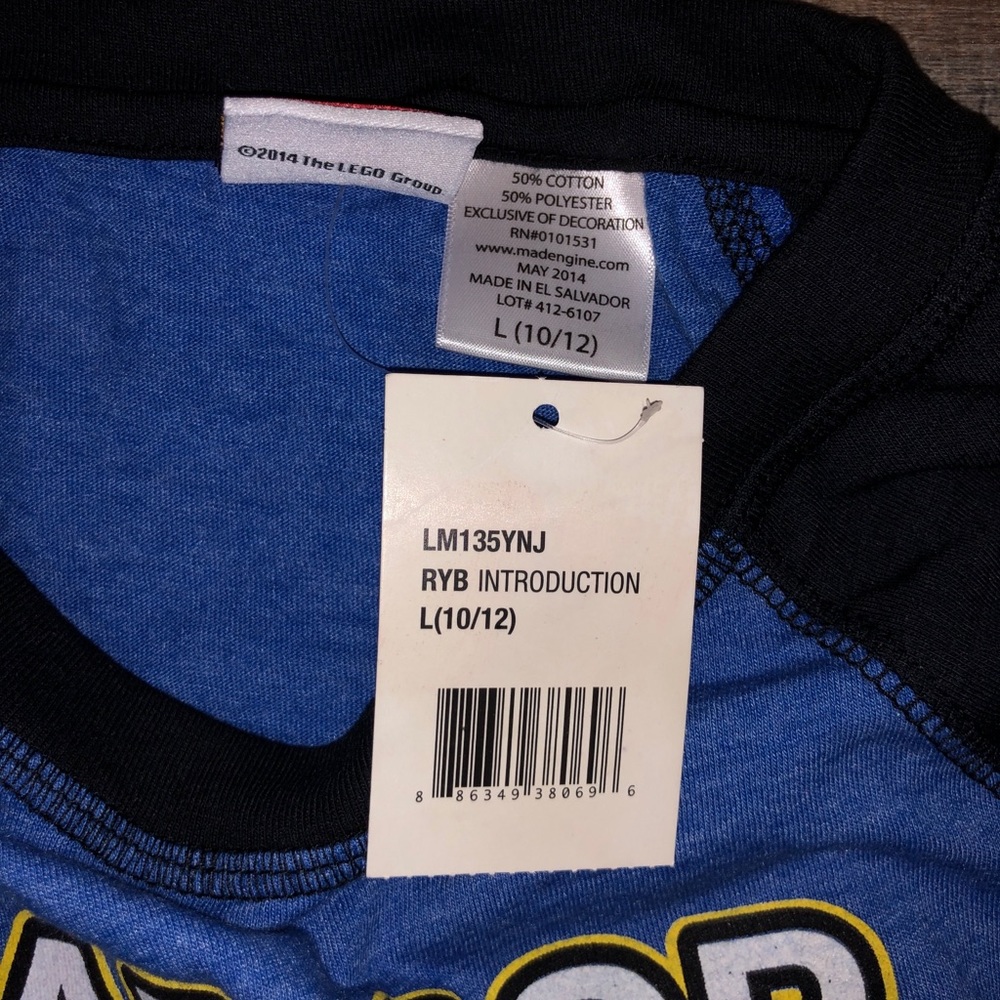New Boys Long Sleeve LEGO Movie; Size 10/12